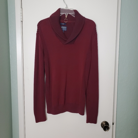 American Rag Other - Men's American Rag Shawl Neck Ribbed Detail Burgundy Sweater Sz L Old Money Nice